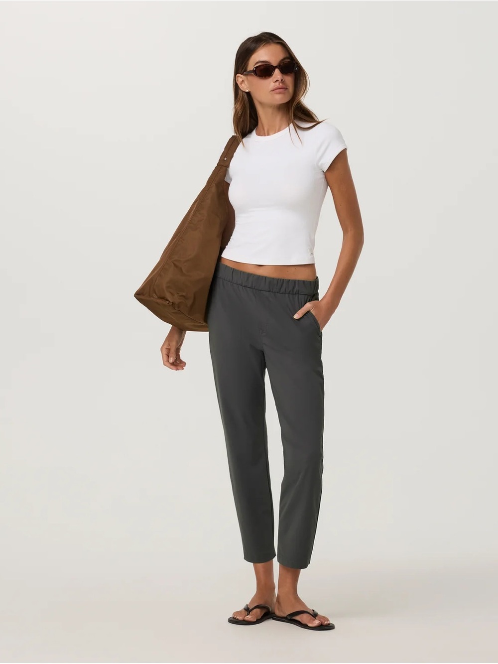 Vuori Miles Elastic-Waist Ankle Pants - olive Green